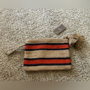 NW J. Jill Boho Woven Jute Wristlet Clutch Tassel Bag Summer Beach Travel Cotton